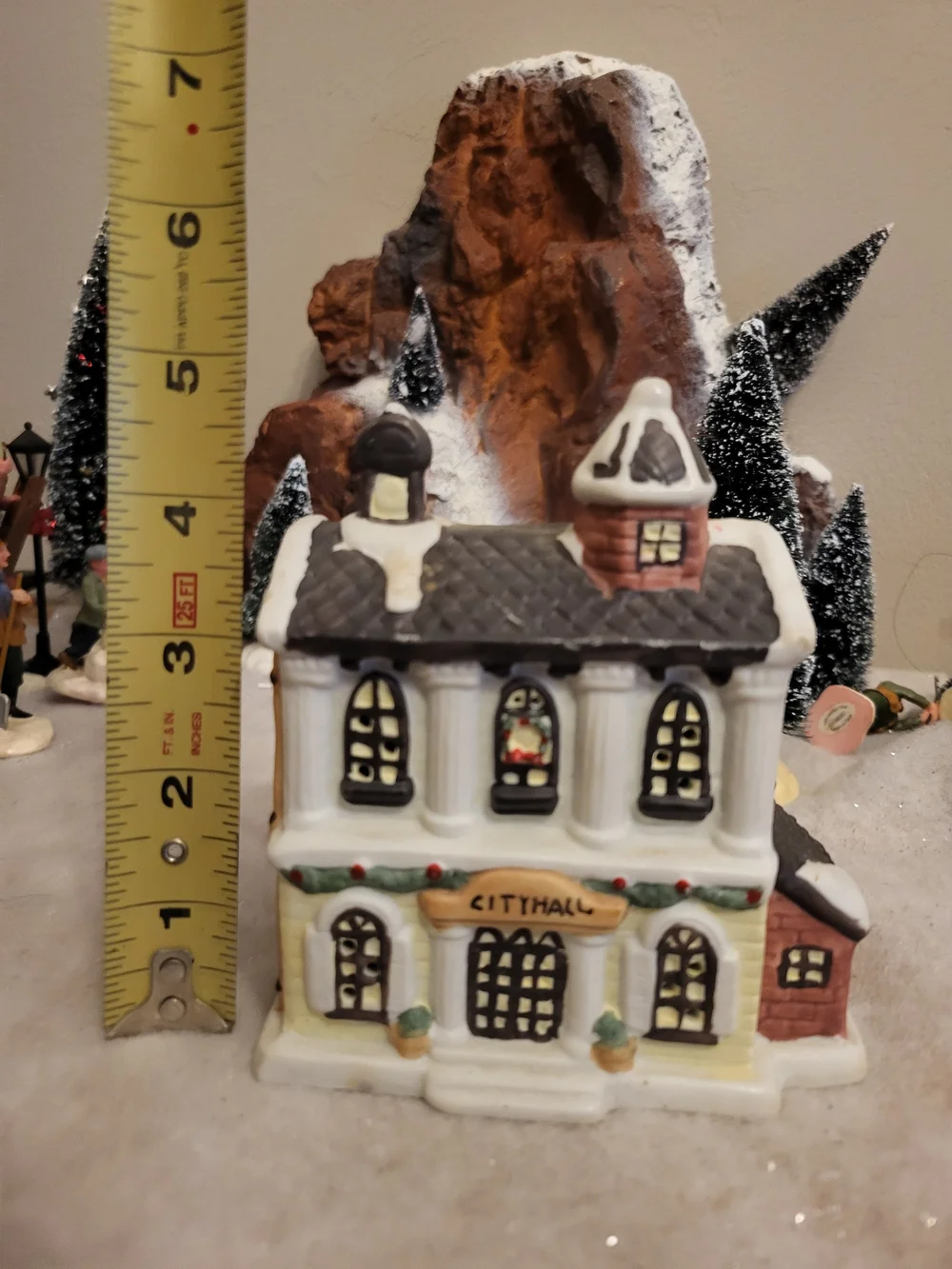 Vintage Victorian Village Collectibles Ceramic City Hall Christmas Village Light